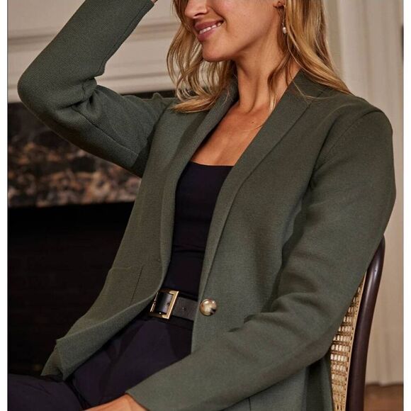 Summersalt One Button Cardigan Blazer Sweater 100% Organic Cotton Sz. 1XL - Picture 2 of 7